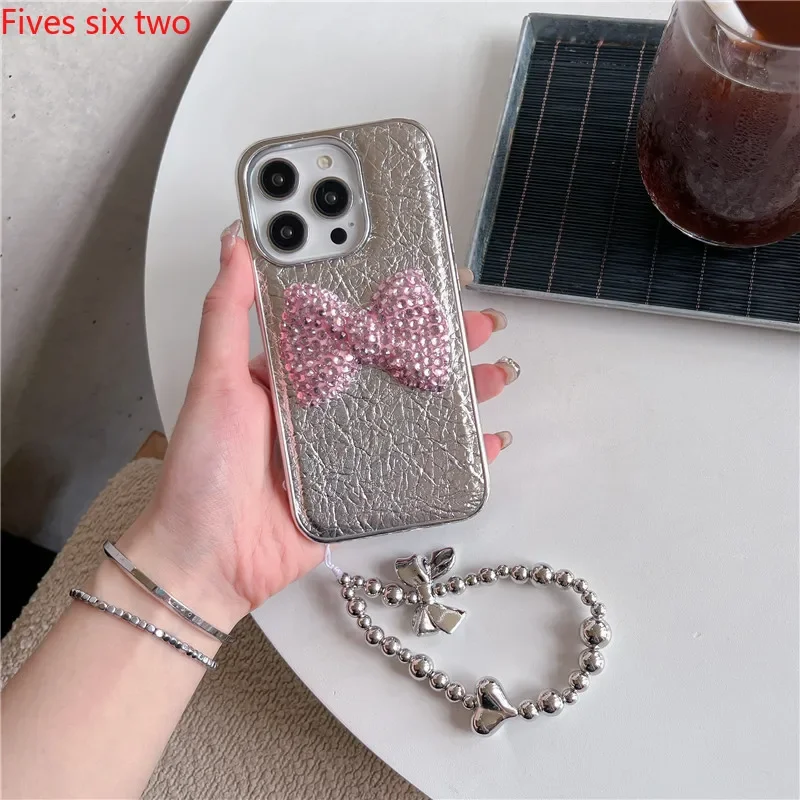 Роскошные блестящие 3D чехлы для телефона со стразами и бантом iPhone 15 Pro Max чехол 14 13