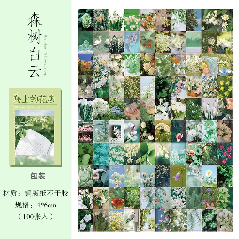 

Бумажные наклейки Flowers Shop on The Islands Beanbook 100 шт.