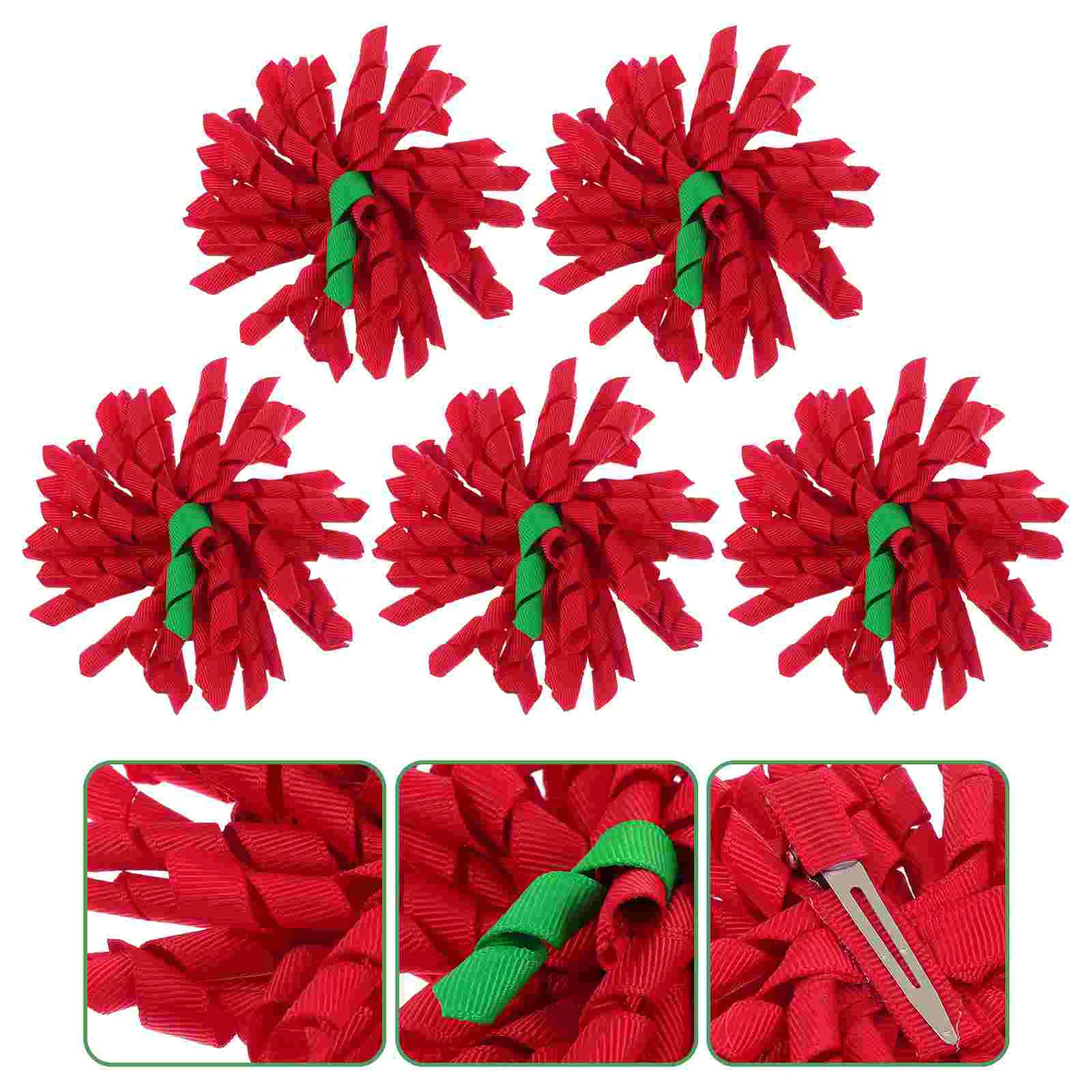 

5pcs Xmas Hairpins Curly Korker Hair Bows Holiday Hair Clips Christmas Korker Hair Bow Clip Christmas Hair Bow Accessories
