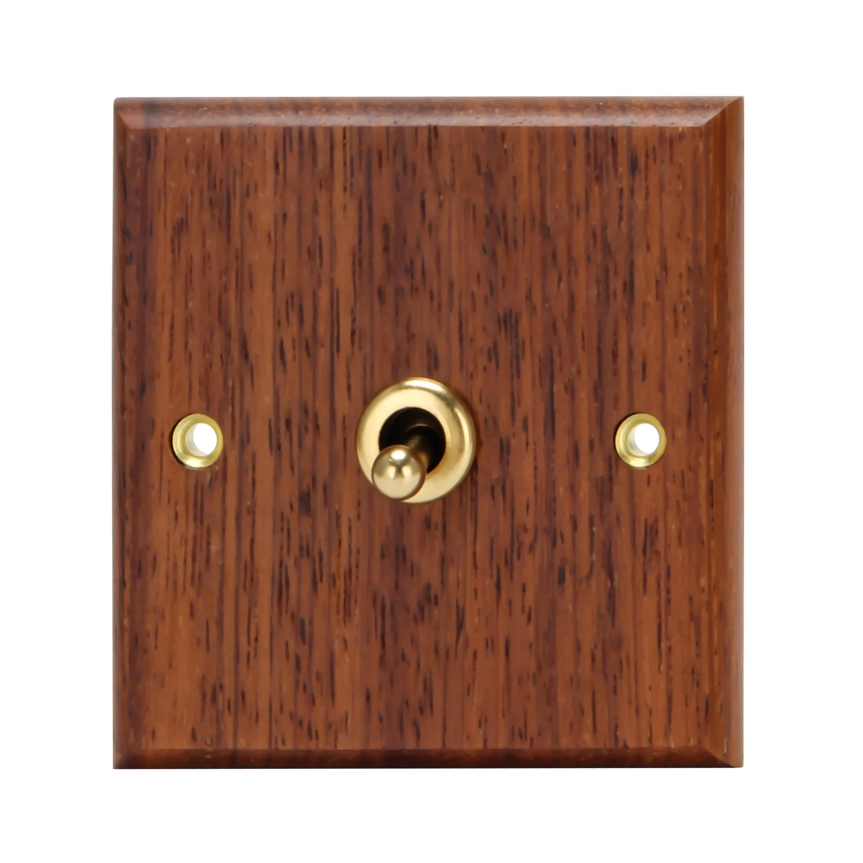 

86 Type Solid Wood Panel Switch Wall Light Retro Brass Toggle Switch Wood Grain Electrical Switch Socket 1- Switch