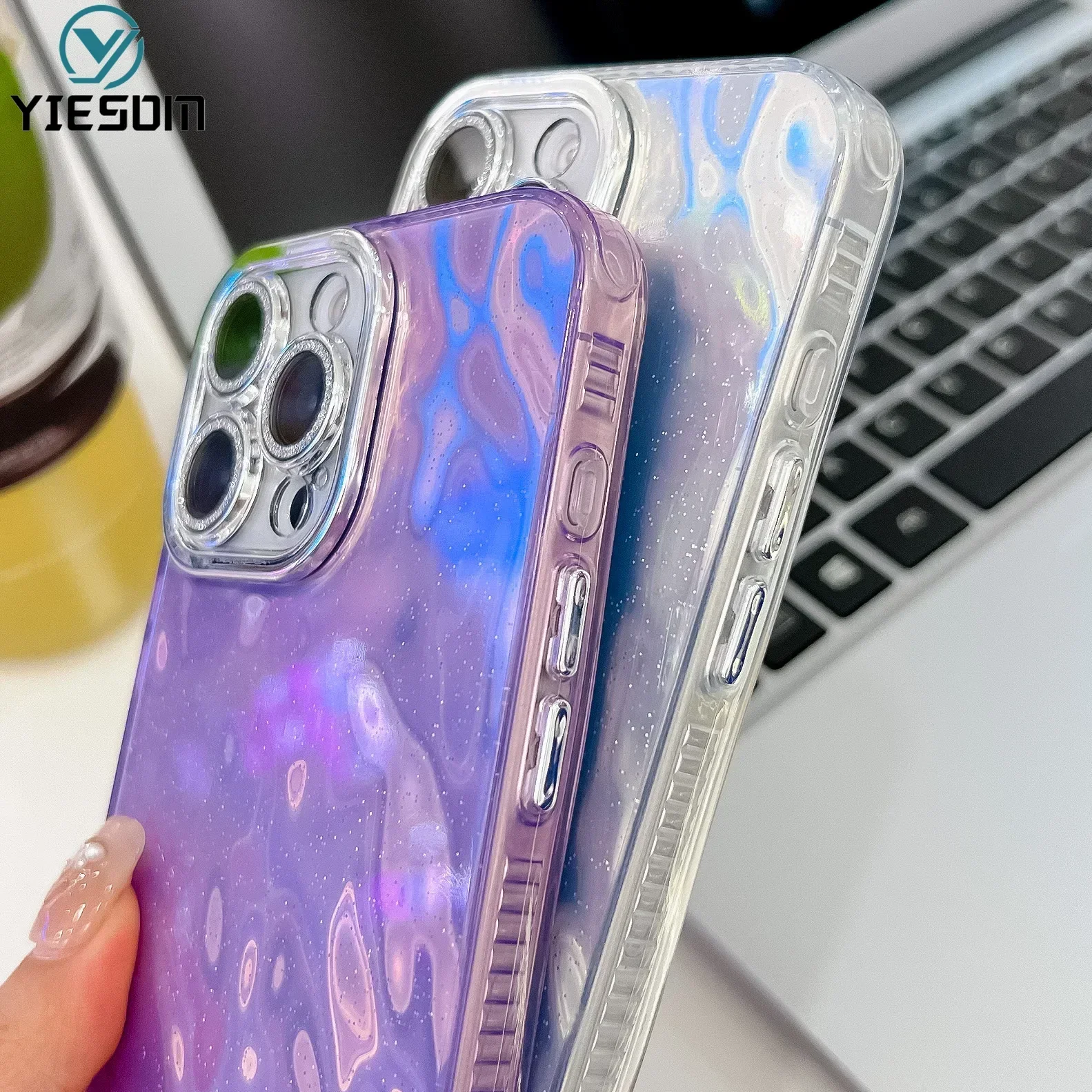 Чехол для телефона с лазерной складной фольгой iPhone 16 15 14 13 Pro Max Plus противоударный