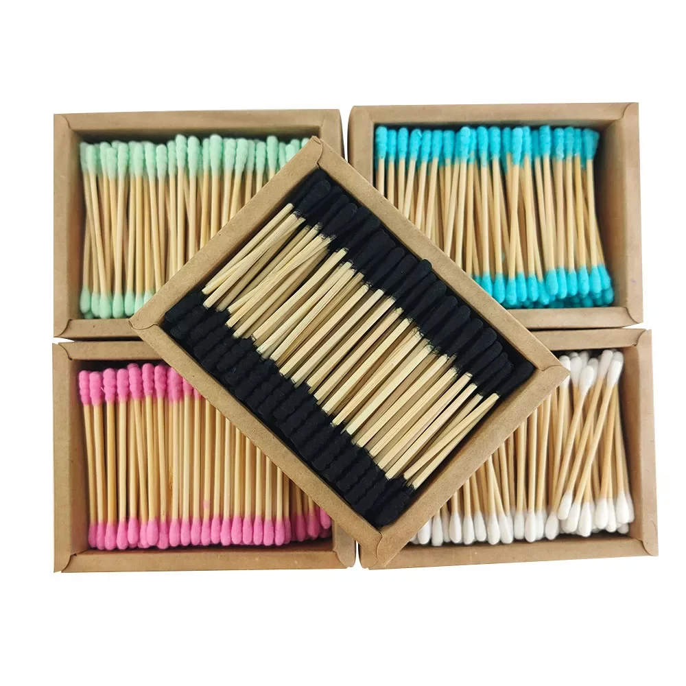 

200PCS/Box Double Head Cotton Swab Bamboo Sticks Cotton Swab Disposable Buds Cotton For Beauty Makeup Nose Ears Cleaning