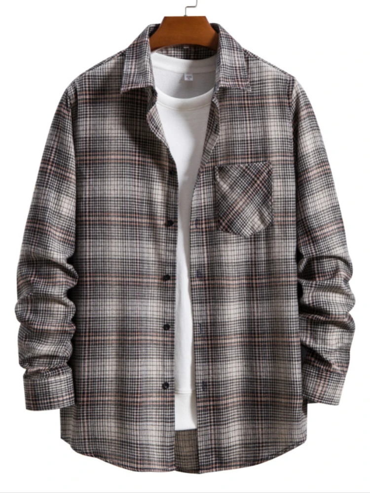 Winter New Men's Coat Casual Shirt Men's Fashion Stripe Long Sleeve Shirt Coat Personality Business Windmill Coat 2022 EU
