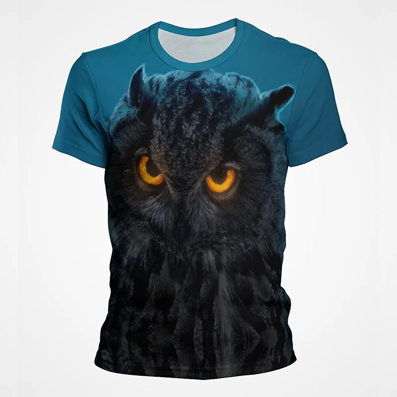 

Men Women Fashion Printing Owl 3D Design Men Summer Cute Bird Pattern Short Sleeves Animal Tee Oversized Top Custom Made