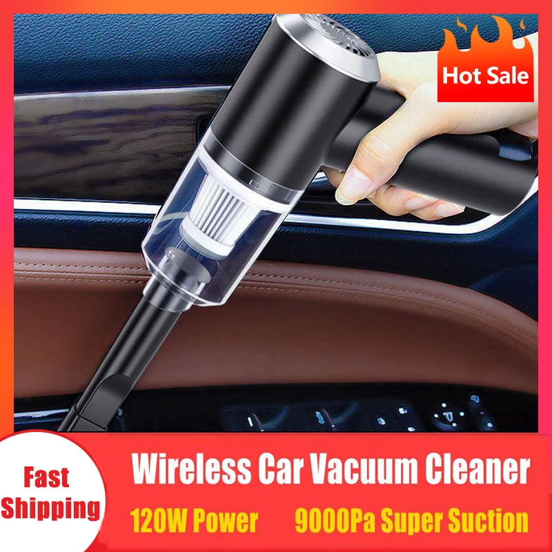 Portable Wet and Dry Car Vacuum Cleaner For Home Appliance 120W Power 6000pa Suction Mini Handheld Wireless Cleaning Appliances