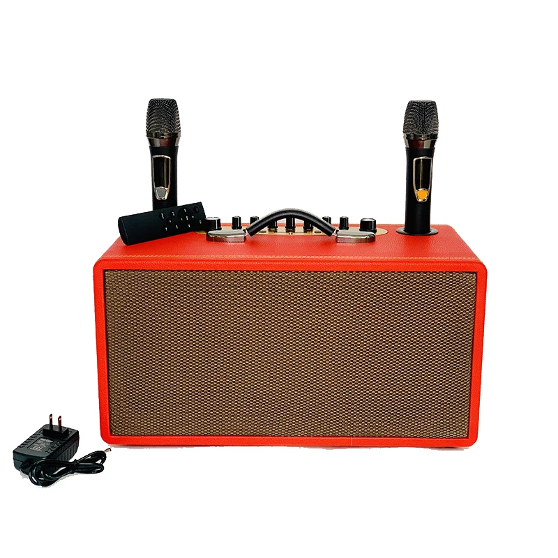 

Dual 6.5 Inch Wood Portable Wireless Trolley Speakers Partybox Sound Equipment Karaoke BT Portable Loudspeaker Music Boombox