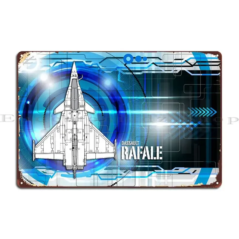Dassault Rafale Digital Blueprint Art Work Металлический знак Создать клубный гараж