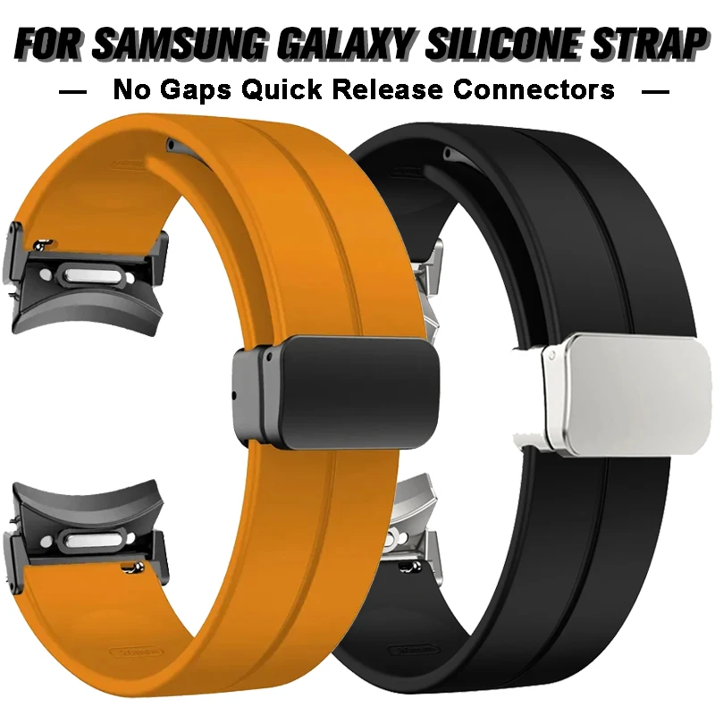 

20mm Silicone Strap For SamsungWatch 6 Classic 47mm For Galaxy Watch 4/5/6 40mm 44mm No Gaps Quick Release Connector Sport Band