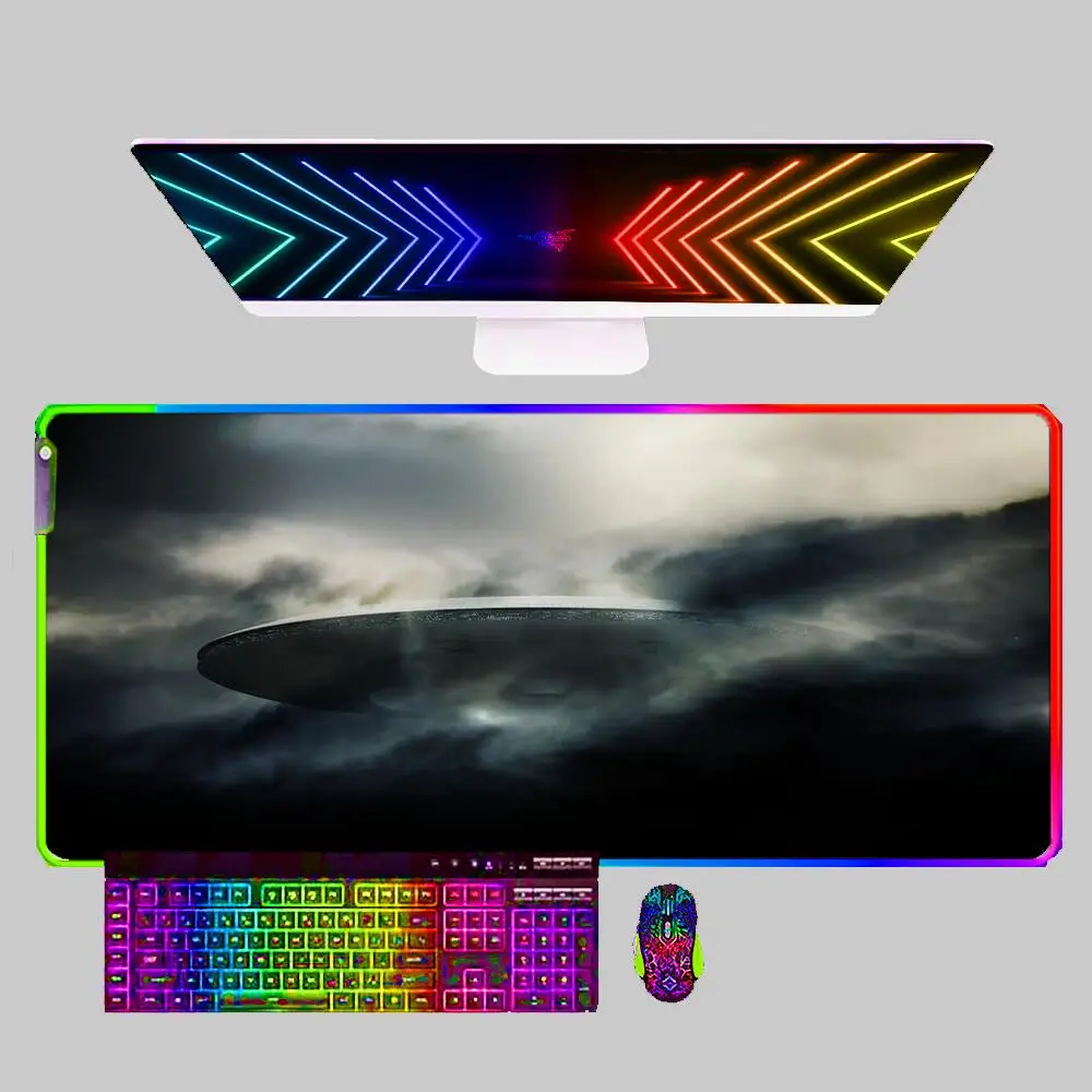 

Spacecraft Large LED Mouse Pad Gaming Accessories RGB Mousepad Gamer PC Computer Carpet Keyboard Antiskid Desk Mat 900x400 Table