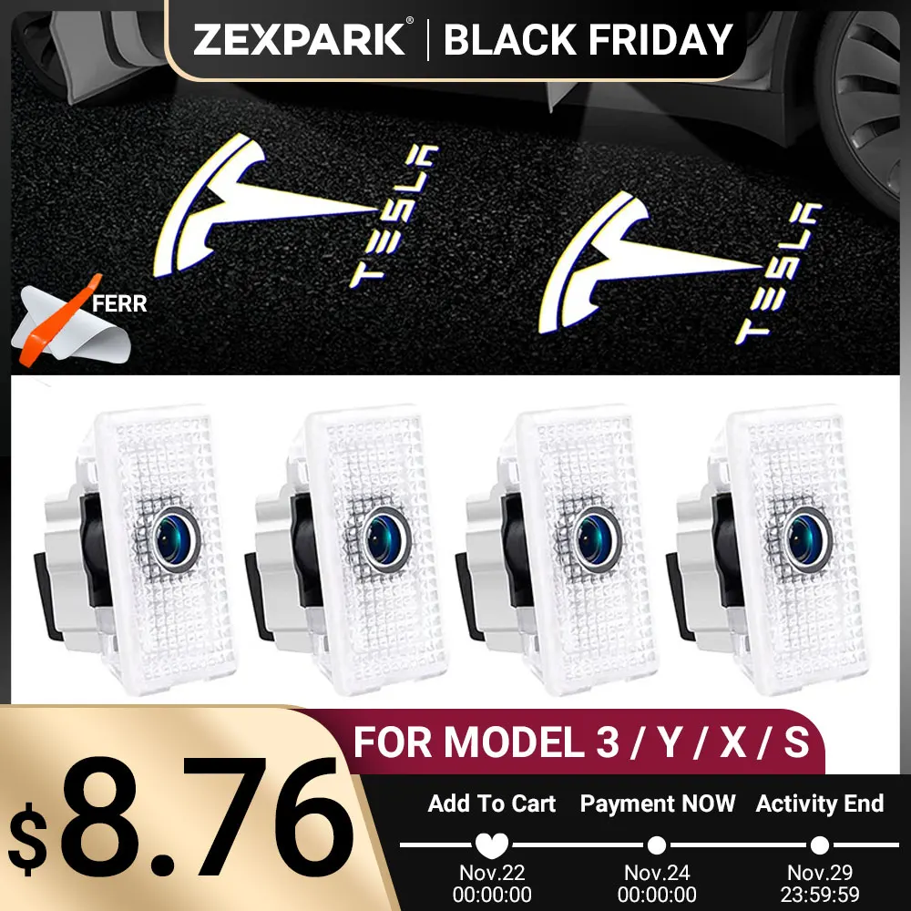 

Puddle Lights Car Door LED Welcome Light For Tesla Model Y Model 3 Ultra-Bright Projector Lights Welcome Step Courtesy Lights