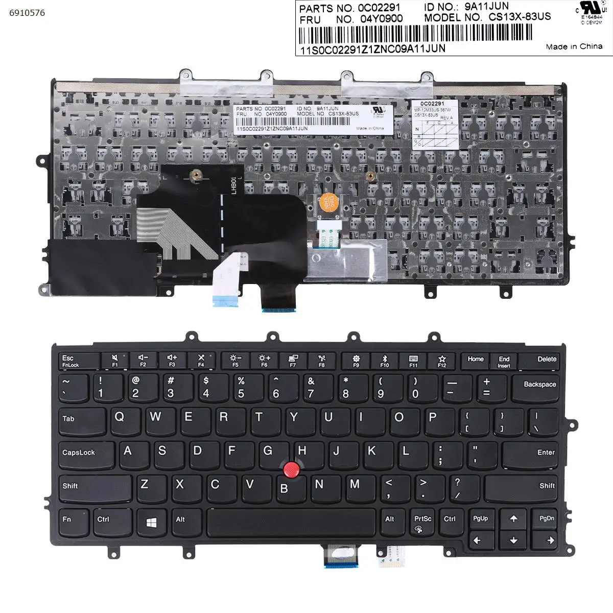 

US Laptop Keyboard for IBM Thinkpad X270 BLACK FRAME BLACK With Point Compatible with X240 X240S X250 X260
