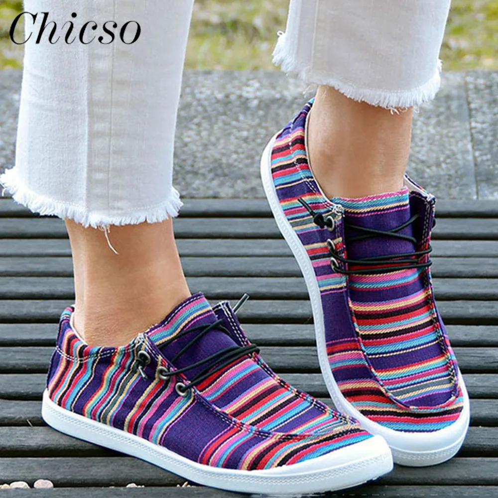 

Striped Espadrilles Shoes Women 2023 Spring Ethnic Style Canvas Shoes 36-43 Large-Sized Walking Running Sport Flats Loafers