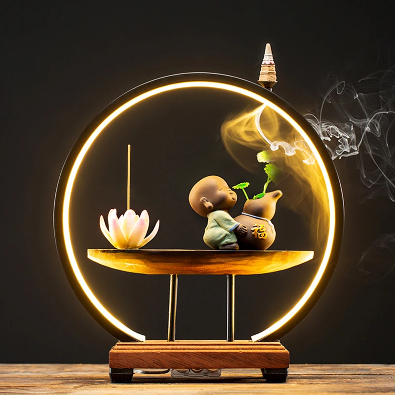 

Backflow Candlee Vessel Large Lotus Buddah Brumetherapy Waterfall Candlee Flowing Backflow Quemador De Incienso Scent Burner