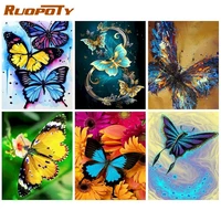 ruopoty rhinestones diamond painting frame diamond embroidery picture butterflies full diamond mosaic adults crafts home decor