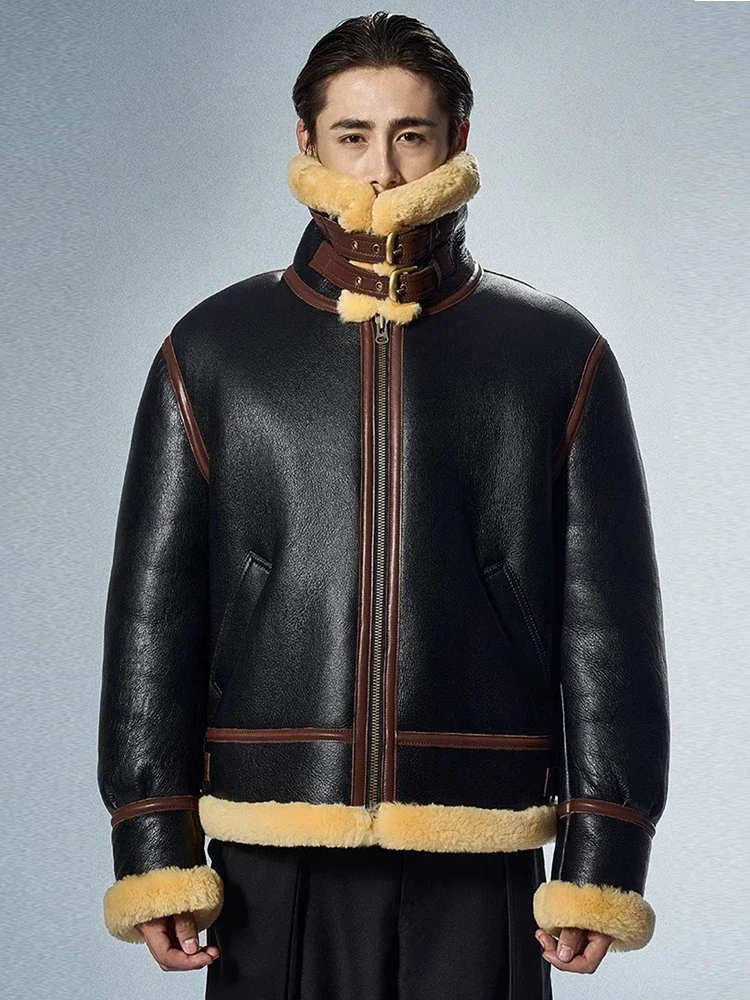 Роскошная мужская куртка из овечьей шерсти мериноса новинка 2024 утолщенные