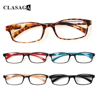 clasaga spring hinged reading glasses rectangular frames men and women hd readers diopter 06 0