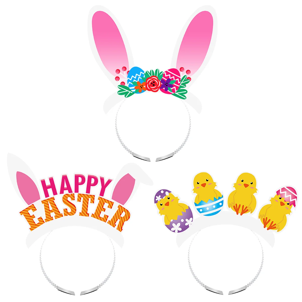 

Easter Bunny Ears Fabric Hanging Basket Decorations Egg Swirl Headband Adults