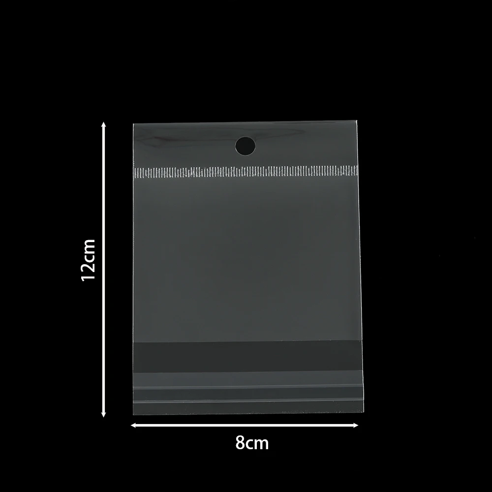 

100 шт./лот, прозрачный пакет различных размеров, самоклеящиеся пластиковые подвесные мешочки из полипропилена, подарочная сумка для хранения ювелирных изделий