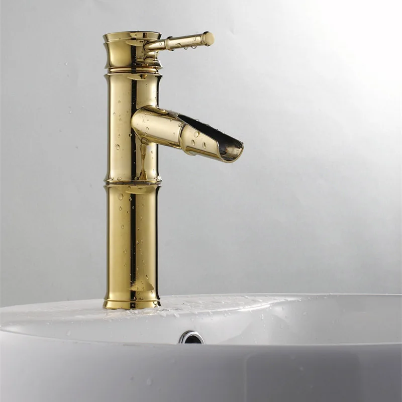 

New arrival Bathroom gold Basin Faucet Gold finish Brass Mixer Tap with ceramic torneiras para banheiro