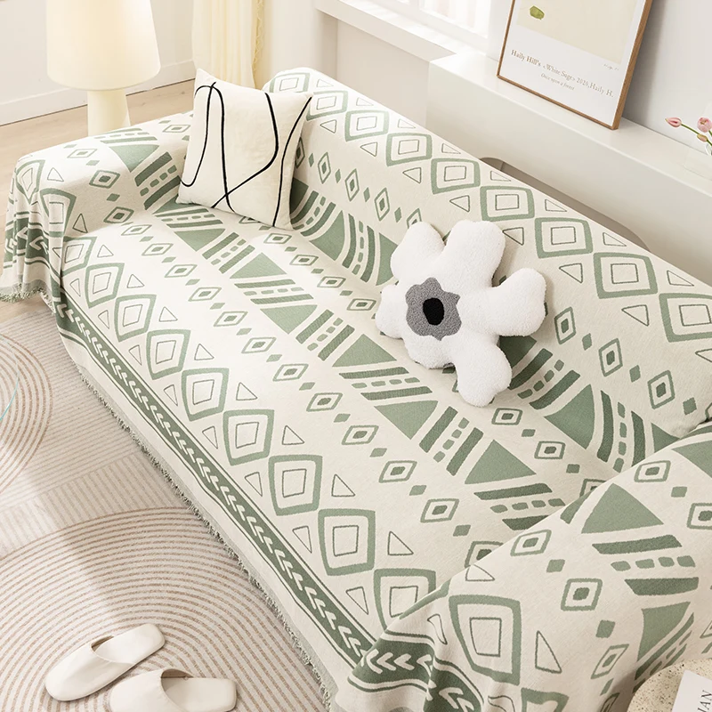 

Geometry Printed Sofa Cover Soft Chenille Sofa Towel Blanket Couch Cover Universal Anti-cat Scratch Sofa Blankets 1/2/3/4 Seater