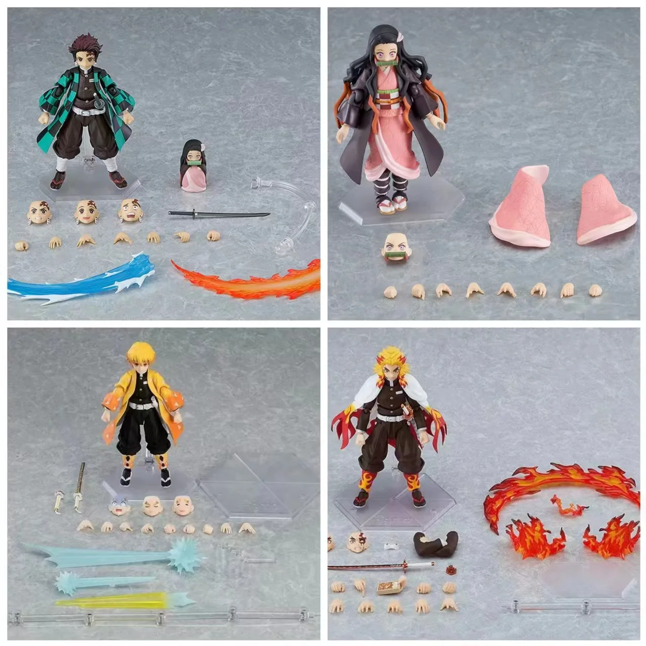 Фото Коллекционные аниме-фигурки Figma Demon Slayer: подвижные модели Камадо Танджиро, Иноске, Хашибира Кёджиро, Столп Пламени. Подарки. №2