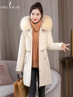 pinkyisblack 2022 snow wear winter jacket women parka long wool liner coat fur hooded basic jacket female thick warm outwear 6xl