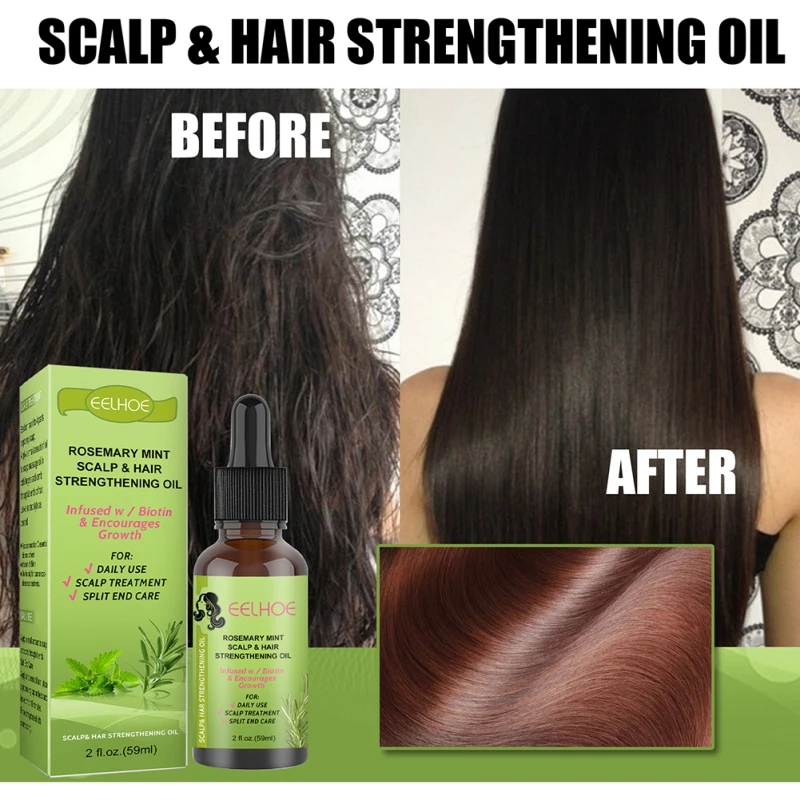 

59ml Rosemary Mint Hair Scalp Treatment Oil Strengthening Dry Damage Coarse Hair Repair Shine Nourishing Split End Care