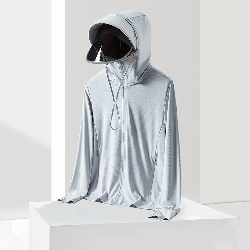 Summer Sun-protective Clothing UV UPF50+ Men's and Women's Anti-ultraviolet UV Proof Long-sleeves Sun Block Hooded Jacket 2023