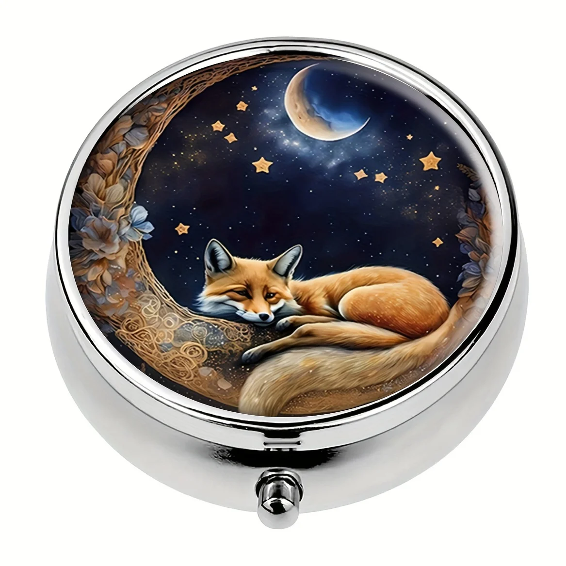 ity okrągłe pudełko na pigułki Fox przenośne do przechowywania leków w gospodarstwie domowym apteczka z 3 siatkami podróży i biura świeżym