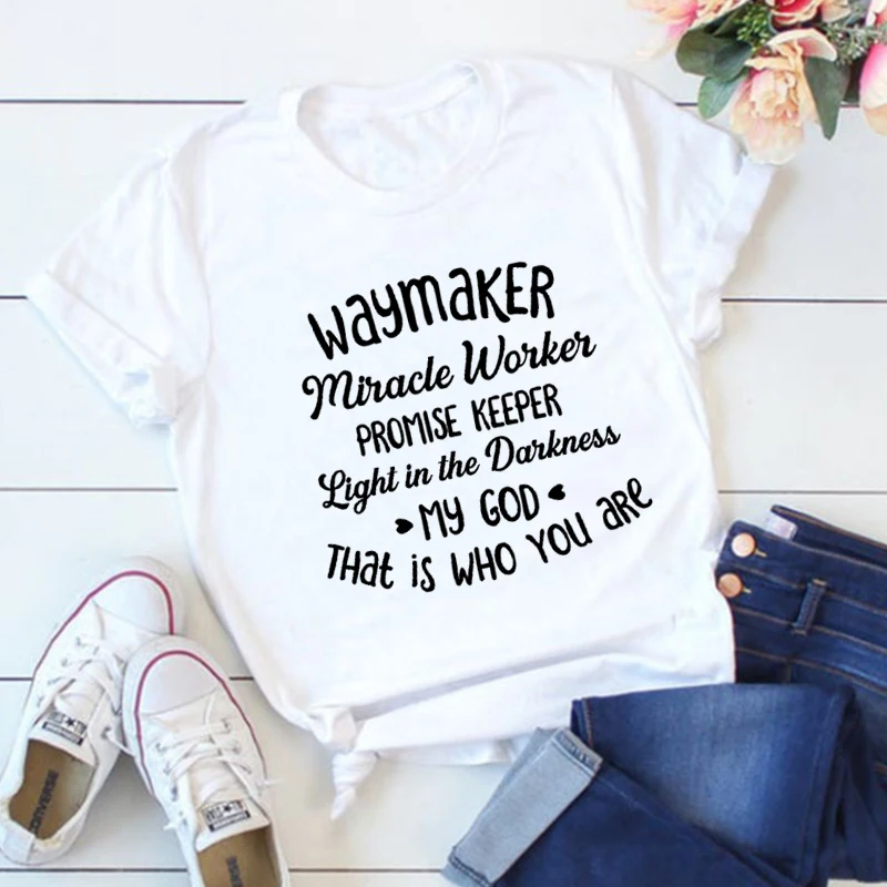 

Christian T Shirt Bible Verse Shirts Prayer Tops Women Gothic Religious Shirt Way Maker Tee Faith Shirts Church Tee Aesthetic XL