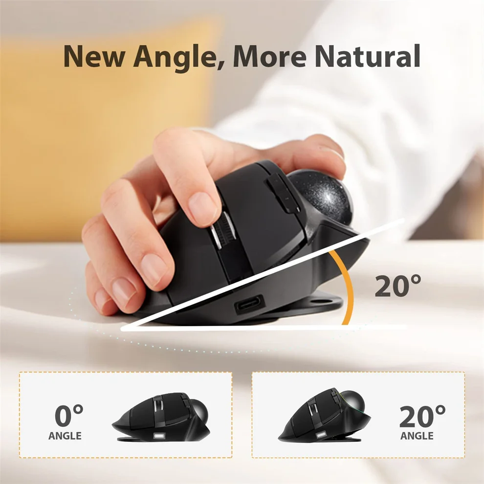 Jelly Comb RGB Wireless Trackball Mouse Bluetooth +2.4G Rechargeable Gaming Ergonomic Mice Thumb Control |
