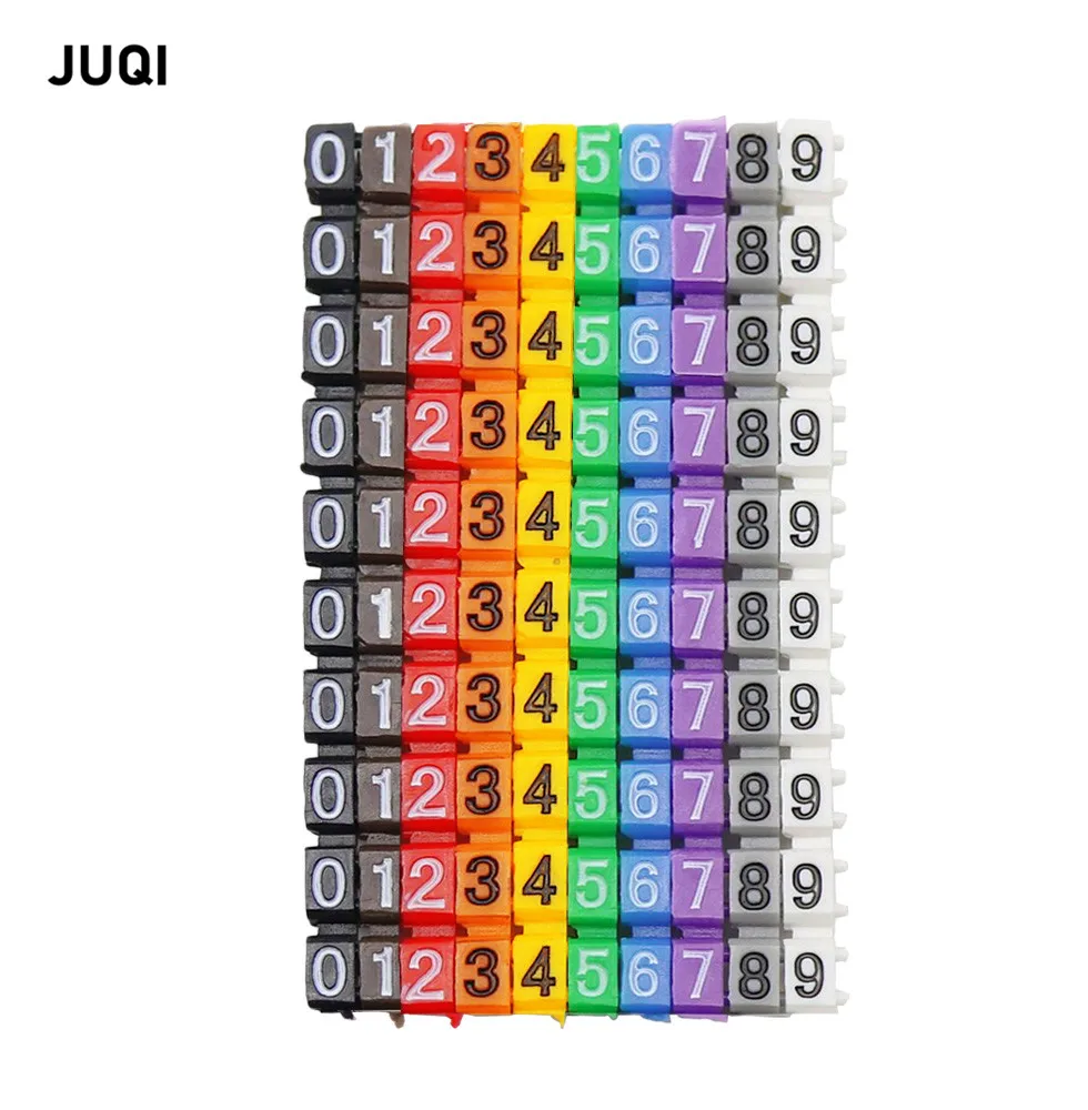 

100PCS M-0 0.75 to 1.5mm snap on color Arabic numerals M Type category 5 clip on cable marker 0 to 9 Label Tube Cable Marker