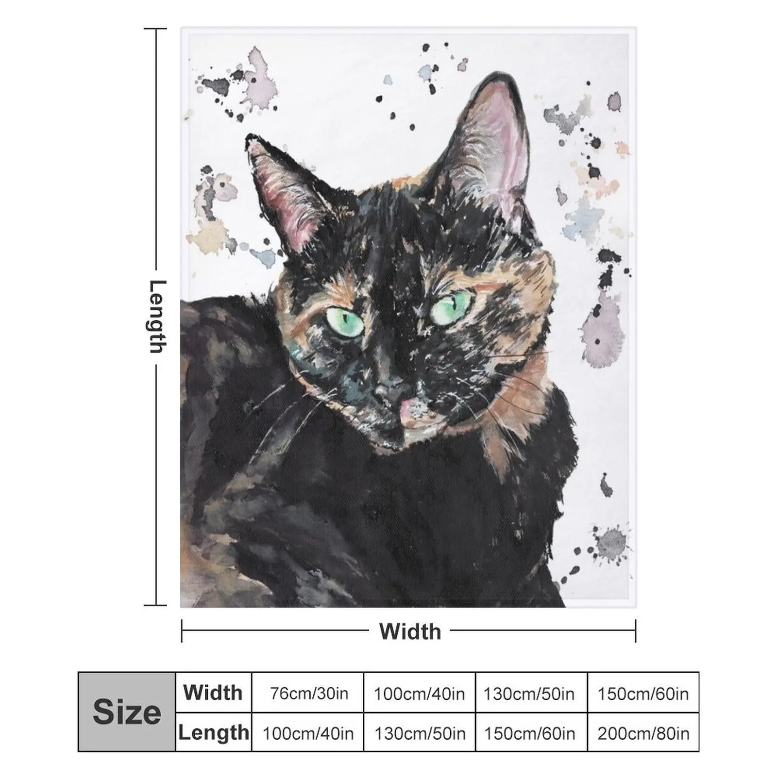 Плед Watercolour Torti Cat, ультра-плюшевый, уютный плед для сна и отдыха (art.: 3920da71e3183) - 3920da71e3183