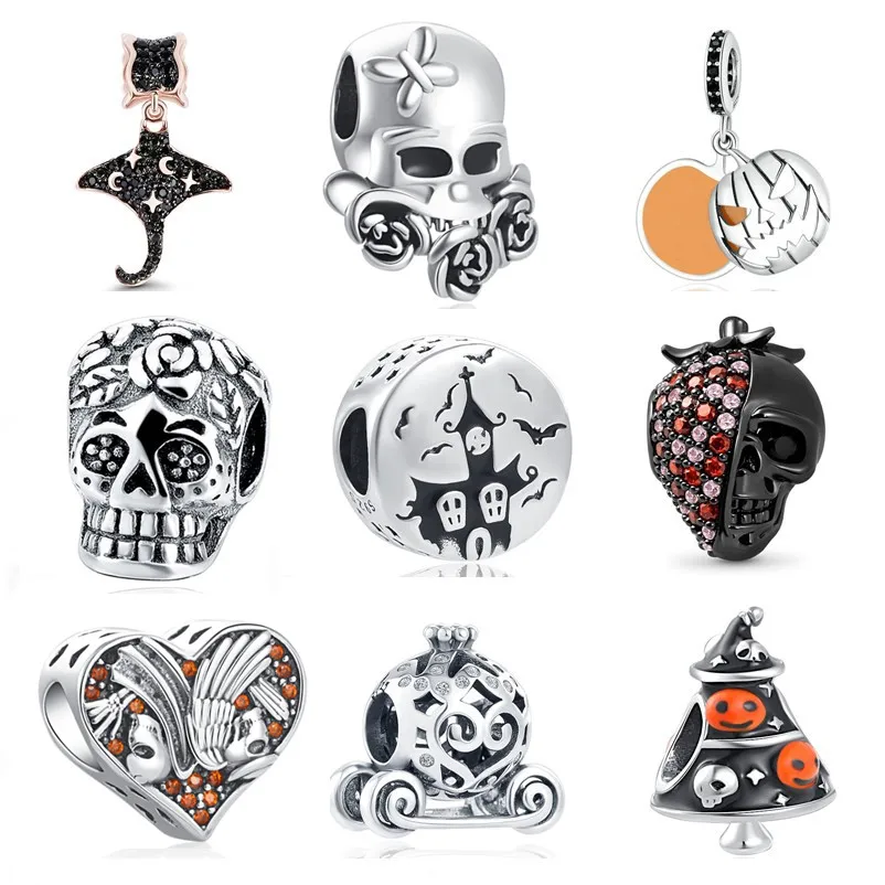 Новинка 100% Серебро 925 пробы Подвески на Хэллоуин подвеска летучая мышь бусины в