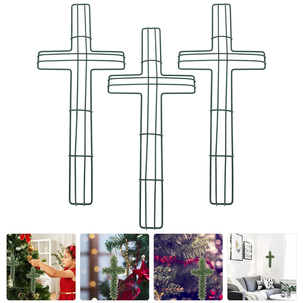

3 Pcs Nativity Wreath Wire Cross Wreath Form Supplies Wreath Making Ring Iron Wreath Wire Frame Ornament Cross Wire Wreath Form