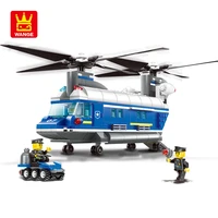 wange building blocks police set diy plug in puzzle toy small particle coast guard heavy helicopter forest police for kids boys
