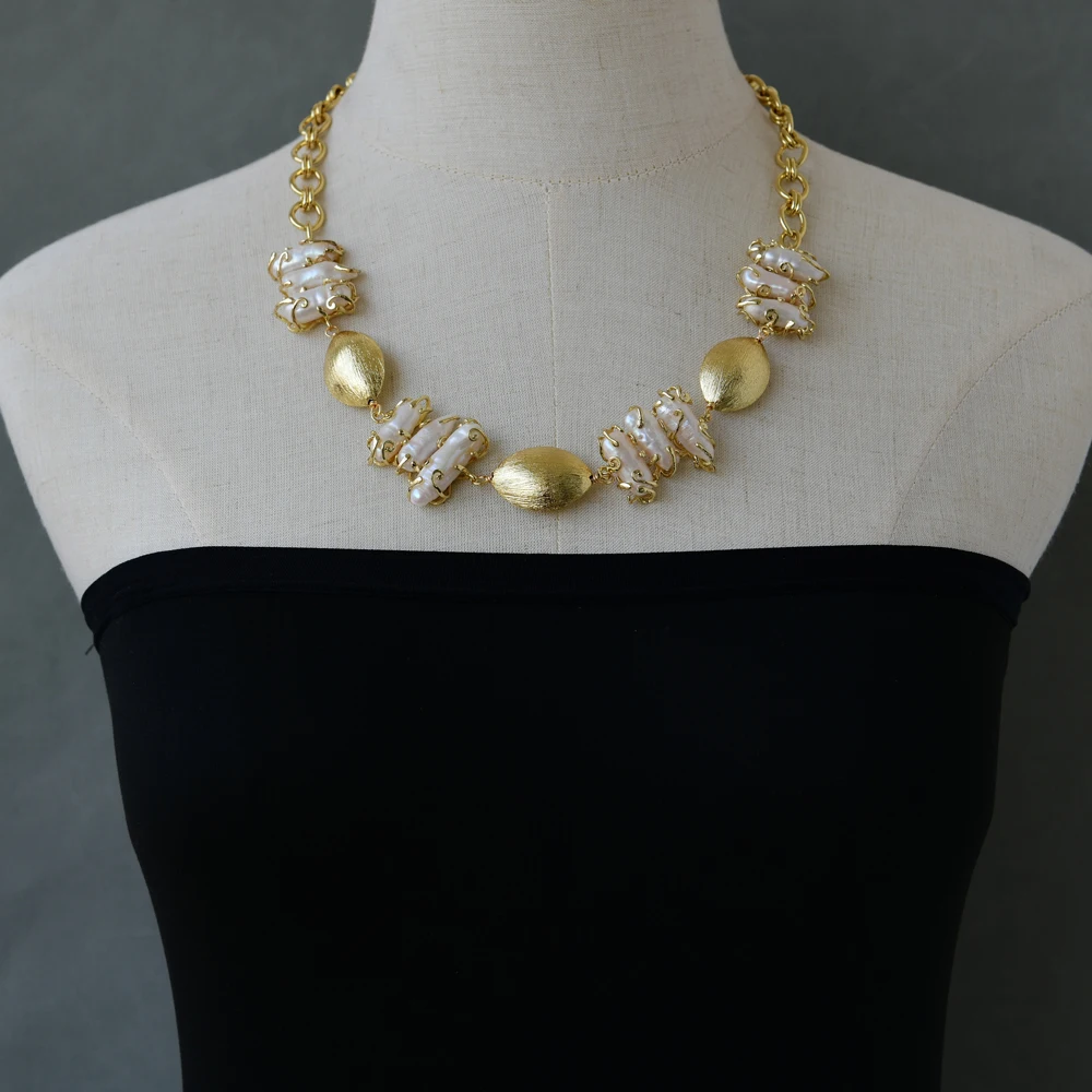 Ожерелье из Бива и жемчуга, 32x31 мм, 21 дюйм