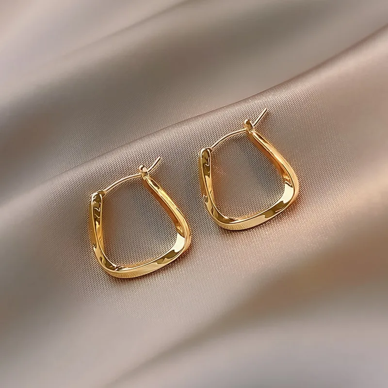 

Fashion Irregular Liquid Water Drop Round Square Hoop Earrings for Women Punk Unique Gold Silver Color Earrings Party Jewelry