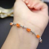 firing natural orange color mexican fire opal bracelet sterling silver womens bracelet for gift