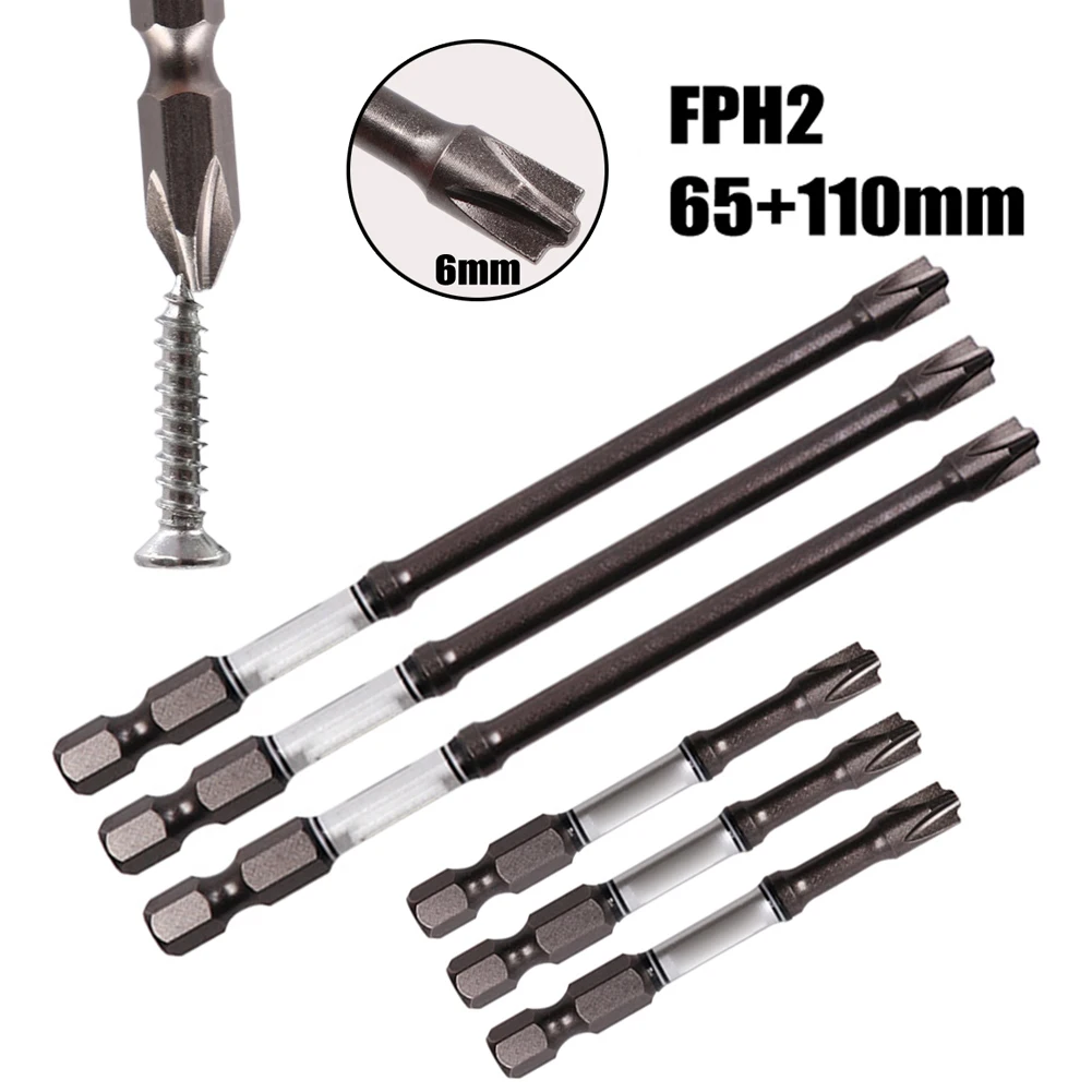 

6pcs 65/110mm Magnetic Special Slotted Cross Screwdriver Bit For Electrician Circuit Breakers FPH2 Screwdriver Bits Hand Tool