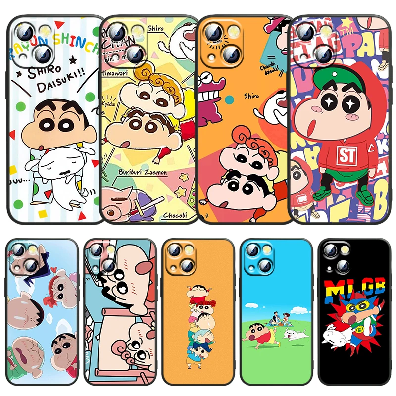 

Anime Crayon Shin-chan For Apple iPhone 13 12 11 SE XS XR X 7 8 6 5 S mini Plus Pro MAX 2020 Soft TPU Cover Black Phone Case