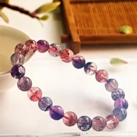 natural purple super 7 seven red lepidocrocite quartz bracelet 8 8mm red rutilated quartz women clear round beads men aaaaaa