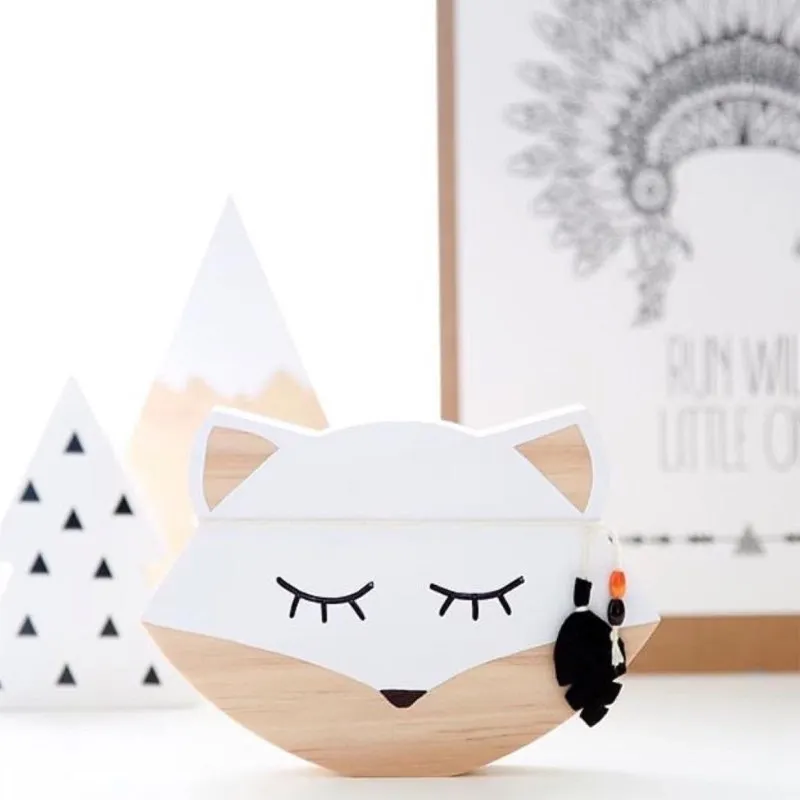 

INS Wooden Fox Ornaments Kids Room Decorations Wall Art Crafts Wood Animal Miniature Figurines Baby Gifts Home Decor Photo Props