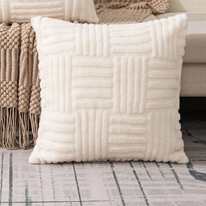 Плюшевые накладки из искусственного меха в стиле бохо Almofada Creme Branco Macio Fofo Decorativo