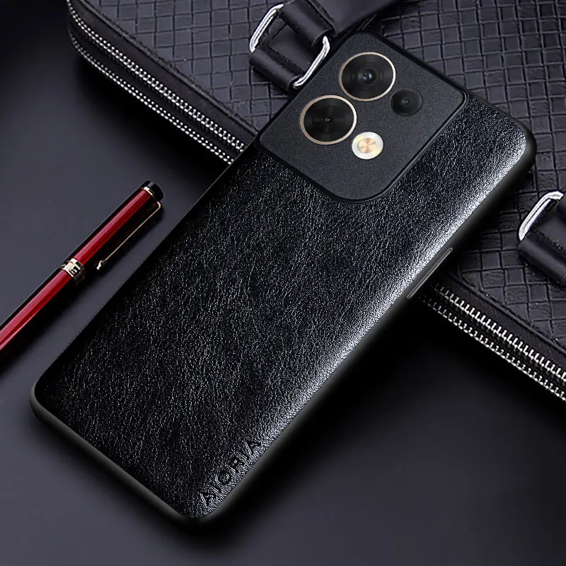 Роскошный кожаный чехол для Oppo Reno 8 Pro Lite 5G funda Business solid color Soft TUP &amp Hard PC phone cover for Reno8