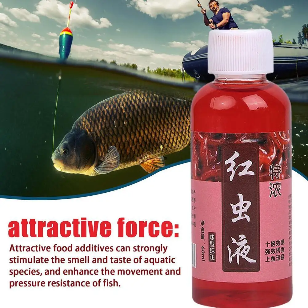 

Fish Bait Additive 60ml Concentrated Red Worm Liquid High Concentration FishBait Attractant Tackle Food for Trout Cod Carp Bass