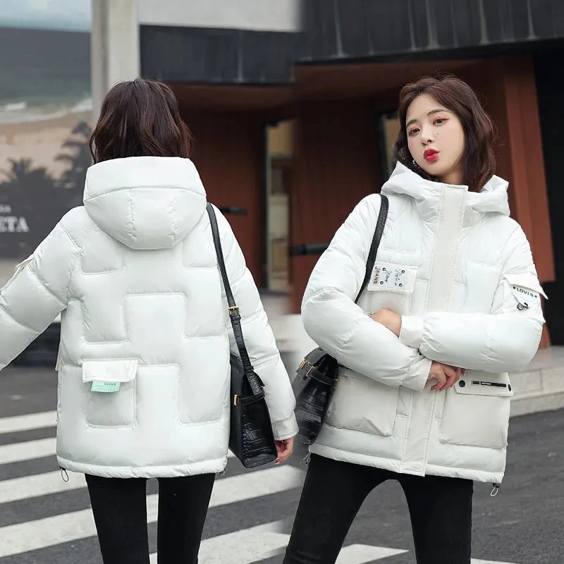 2022 Winter New Women Cotton Coat Warm Thick Down Padded Jacket Fashion Hooded Parkas Coat Women Loose Down Jacket Winter Jacket