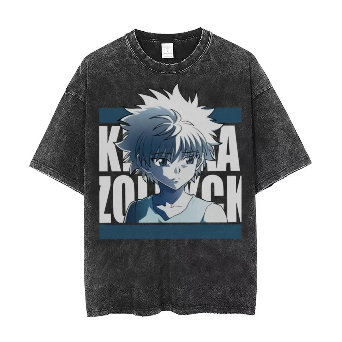 

Killua Zoldyck Hunter X Hunter T Shirts Hip Hop Washed Cotton Oversize T-Shirt HXH Anime Men Women Tops Streetwear Summer Tee
