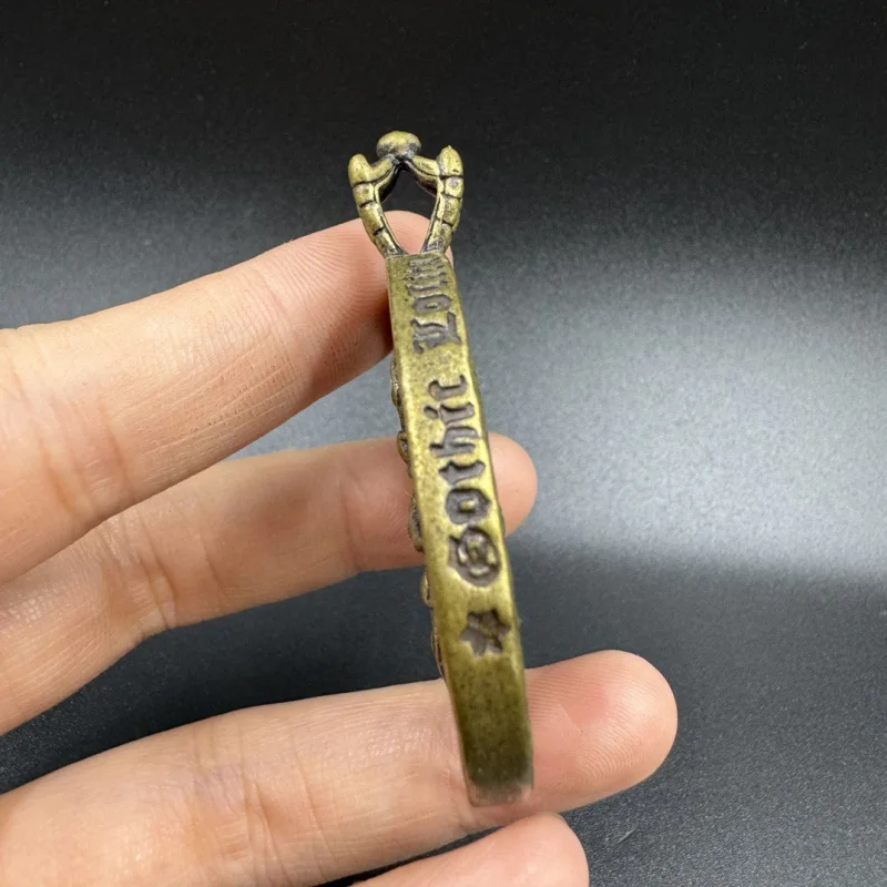 Чистый латунный круглый крест Monster Subduing Club Подвеска Религиозный Dharma-Vessel Ручные