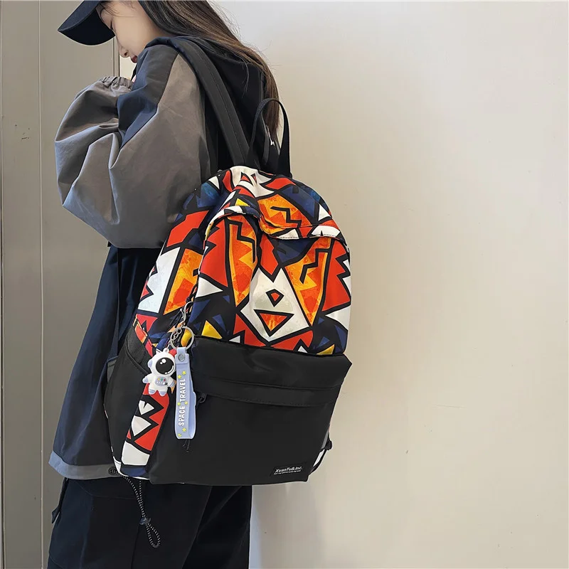 

Women Printing Backpack School Bags For Teenage Girls Korean Style Bag Canvas Female College Students New Fashion High Graffiti